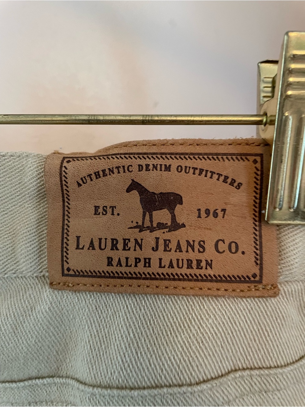 Ralph Lauren Jeans Co. Vintage Tan Jeans w Turquoise Beading Size 12 Made in HK - Picture 7 of 15